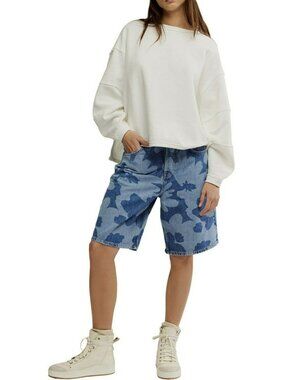 Free People We The Free Montana Denim Jean Bermuda Shorts Sz 26 New